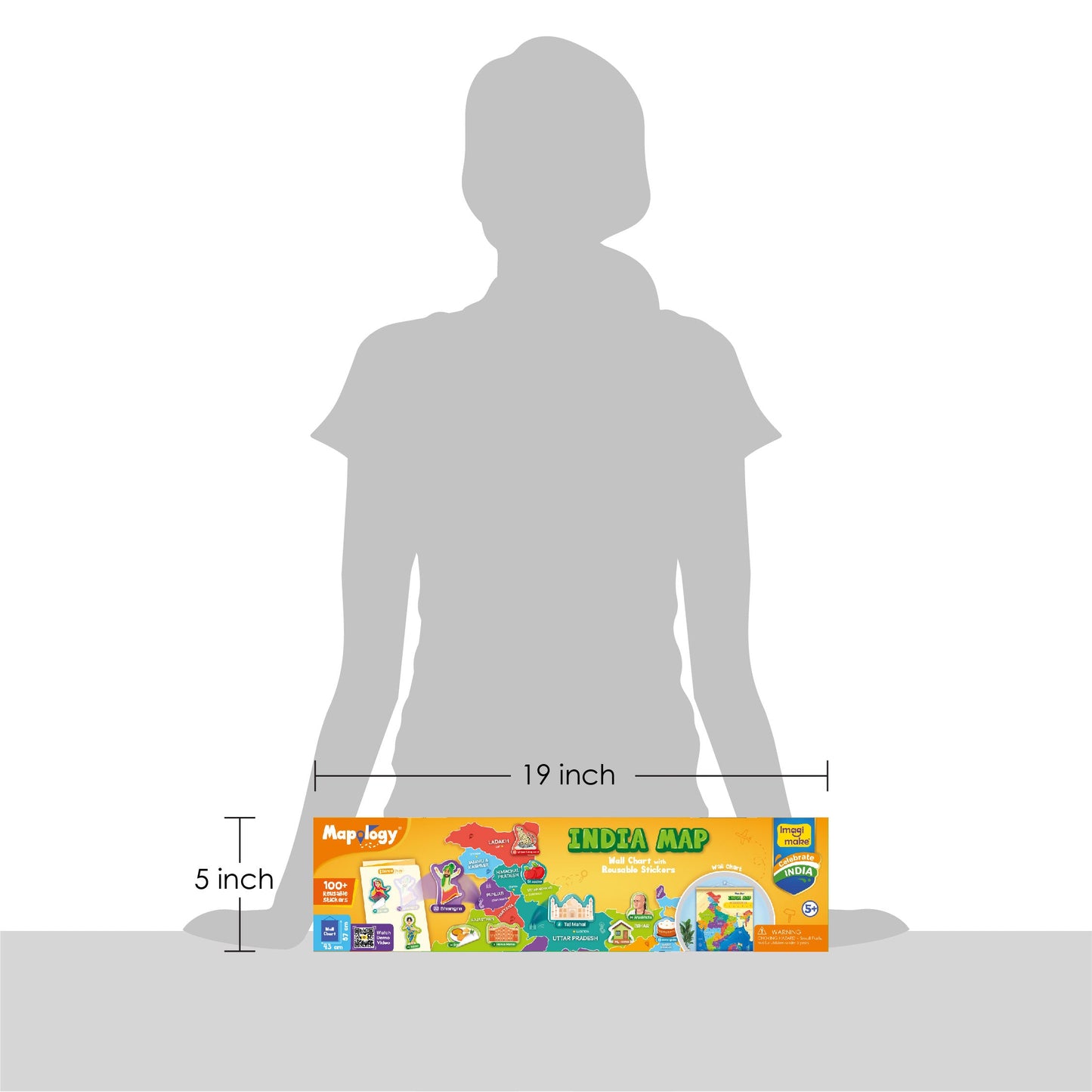 Mapology India Map Wall Chart with Reusable Stickers