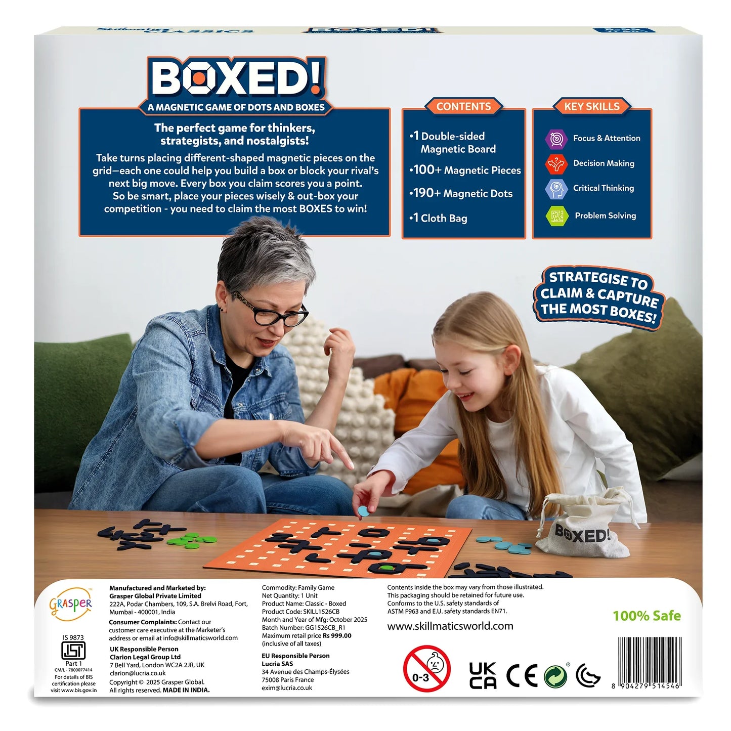 Boxed: A Magnetic Game of Dots & Boxes (ages 5+)