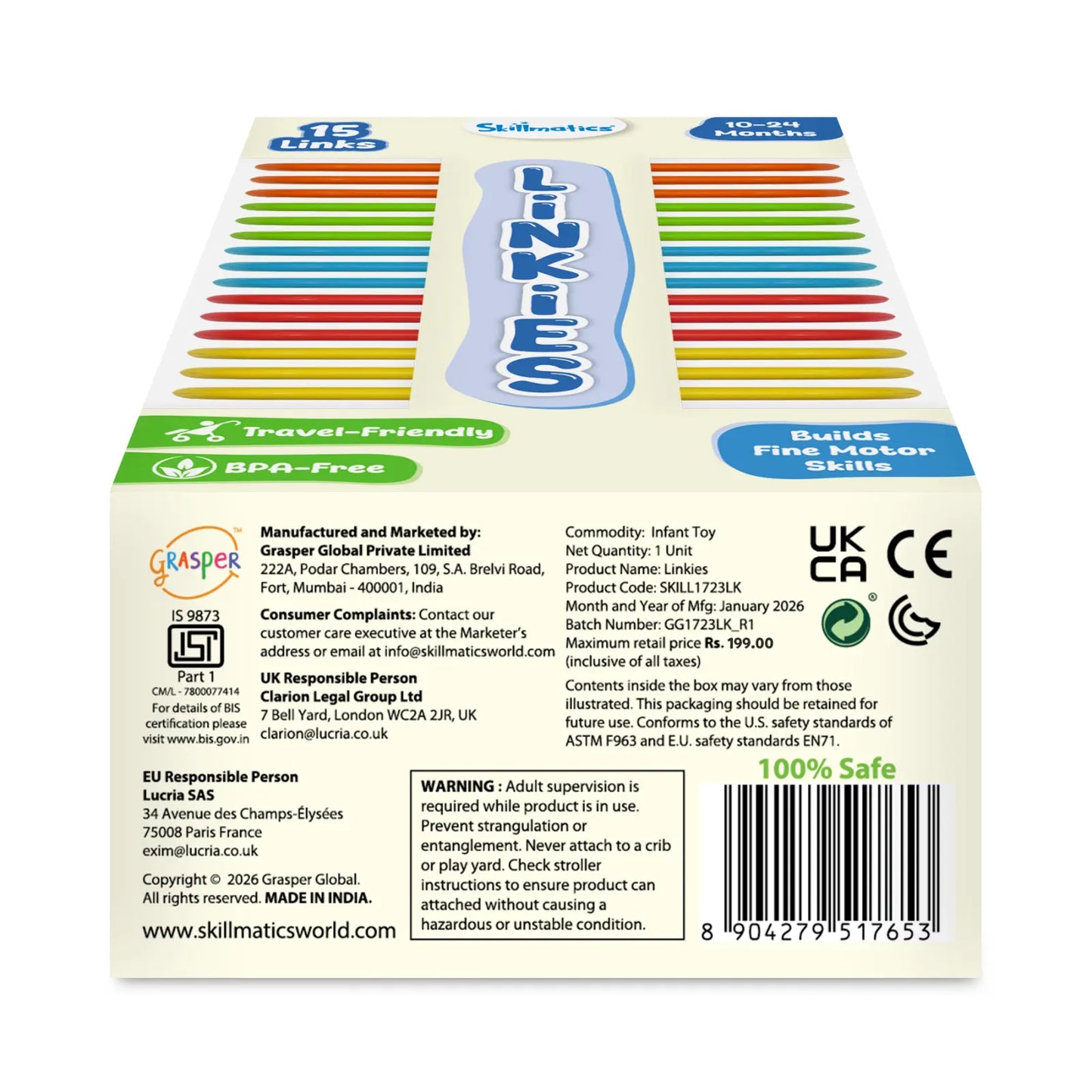 Linkies: Set of 15 Links | Connectable Learning Link Toy for Toddlers (10-24 months)