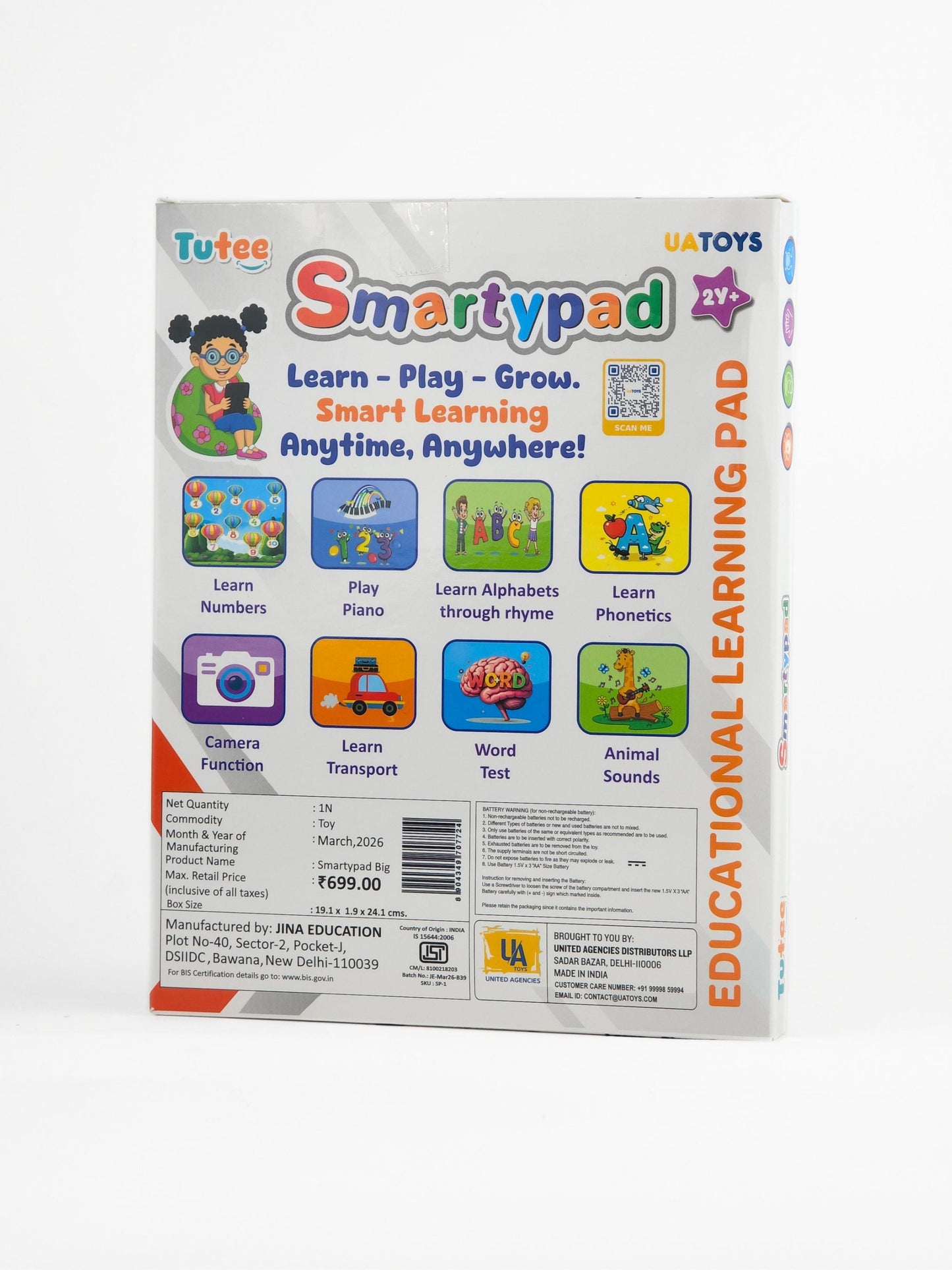 Smartypad Big by UA Toys — 14-in-1 Educational Learning Tablet for Kids 2+