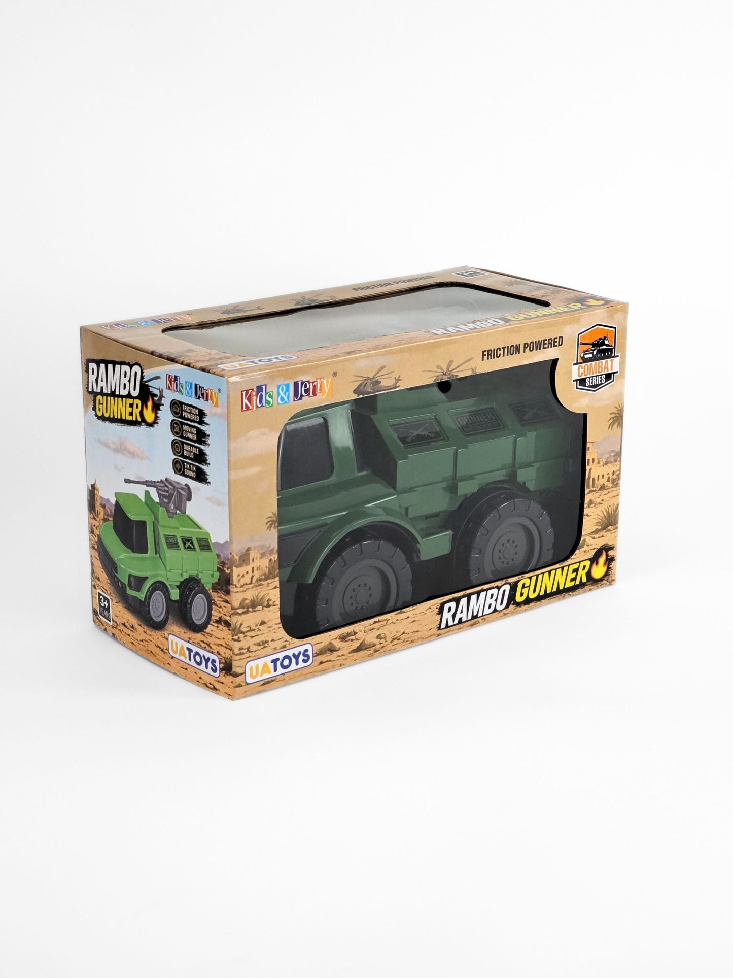 UATOYS Rambo Gunner Friction Powered Military Truck Toy | Rotating Gun Turret | Combat Series | Ages 3+