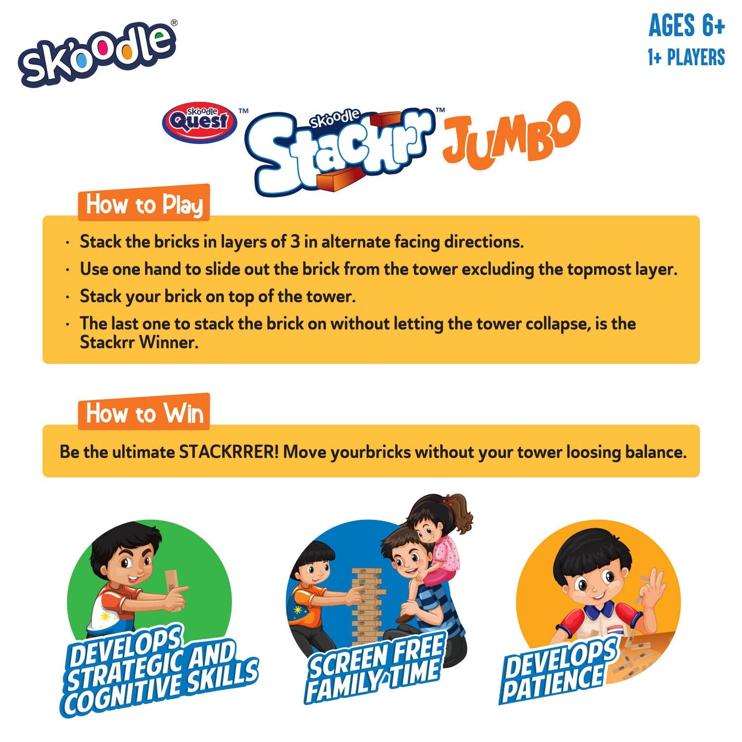 Skoodle Quest Jumbo Stackrr (6"" X 2"" X 1.2"")