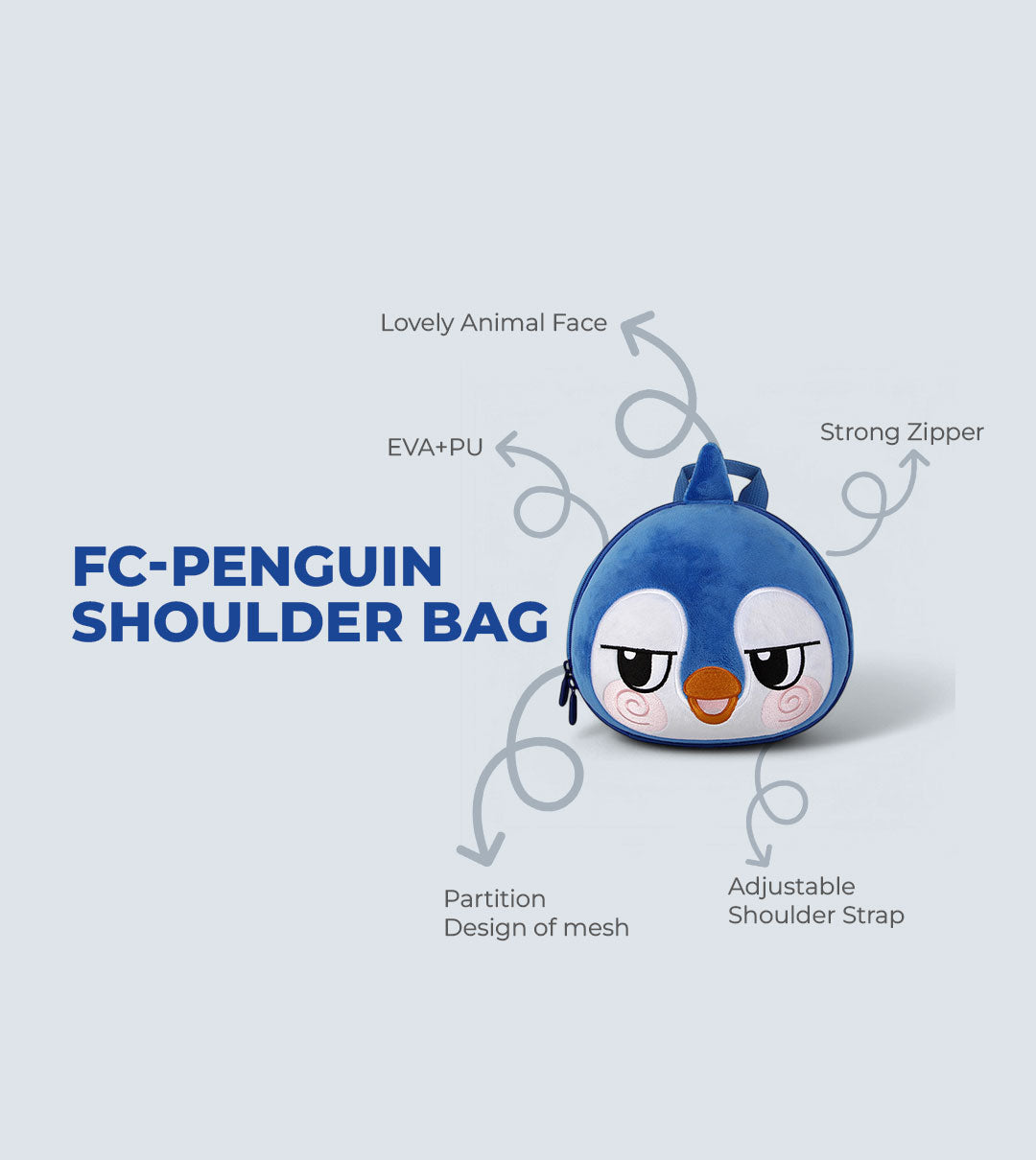 FC-Penguin Shoulder Bag for kids – EVA + Plush Material | Waterproof & Lightweight