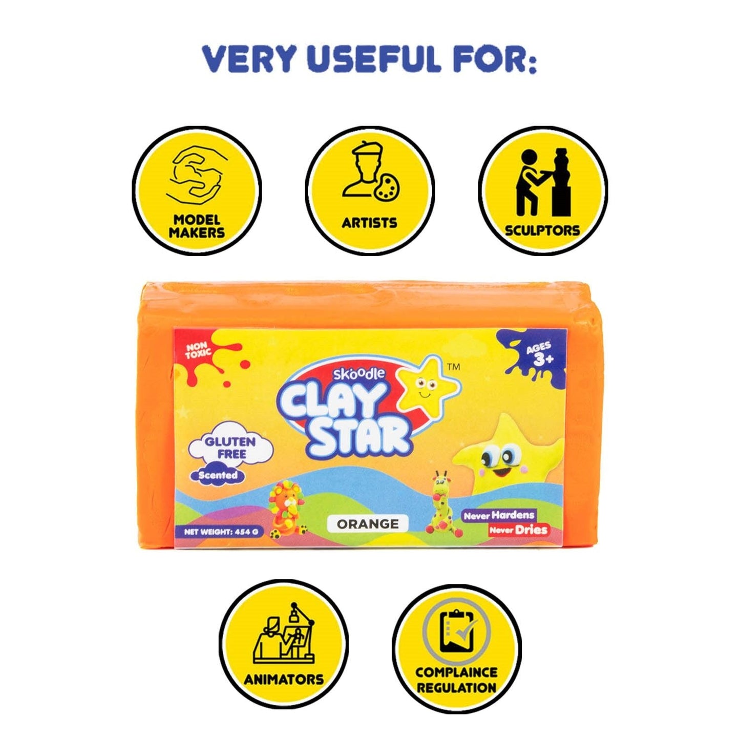 Skoodle Clay Star - 454 Gm (Orange)