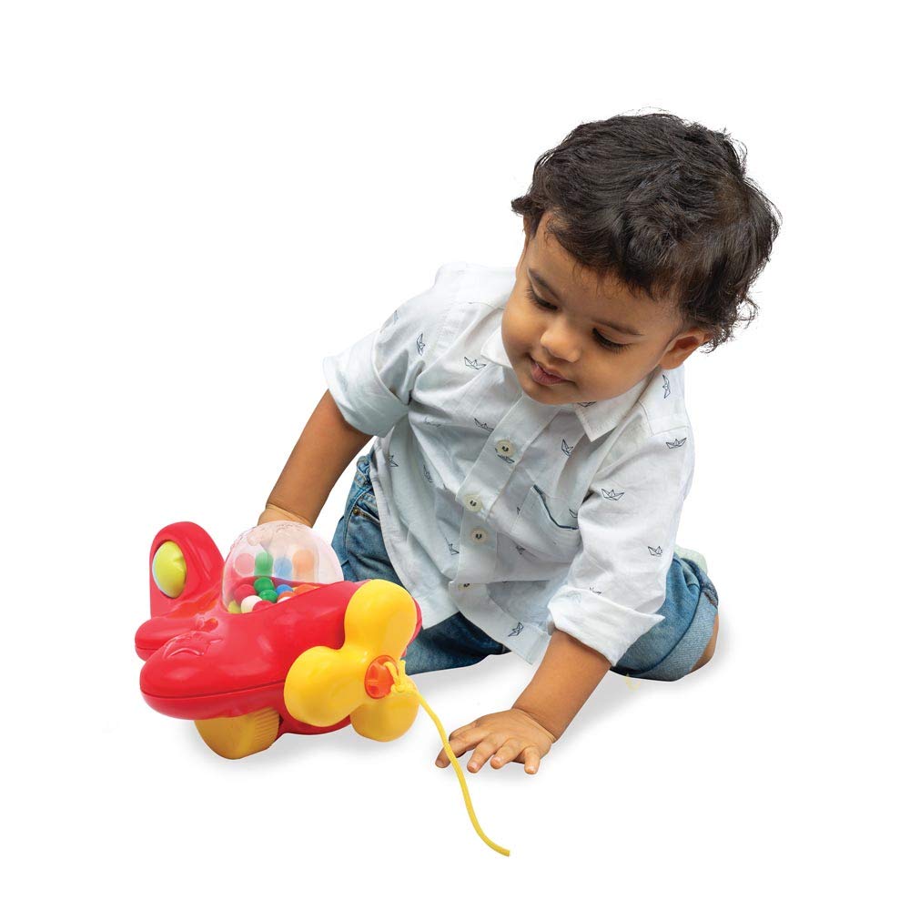Funskool Giggles My First Aeroplane Pull Along Toy | Ball Popping Activity Toy for Toddlers | Encourages Walking | 12+ Months