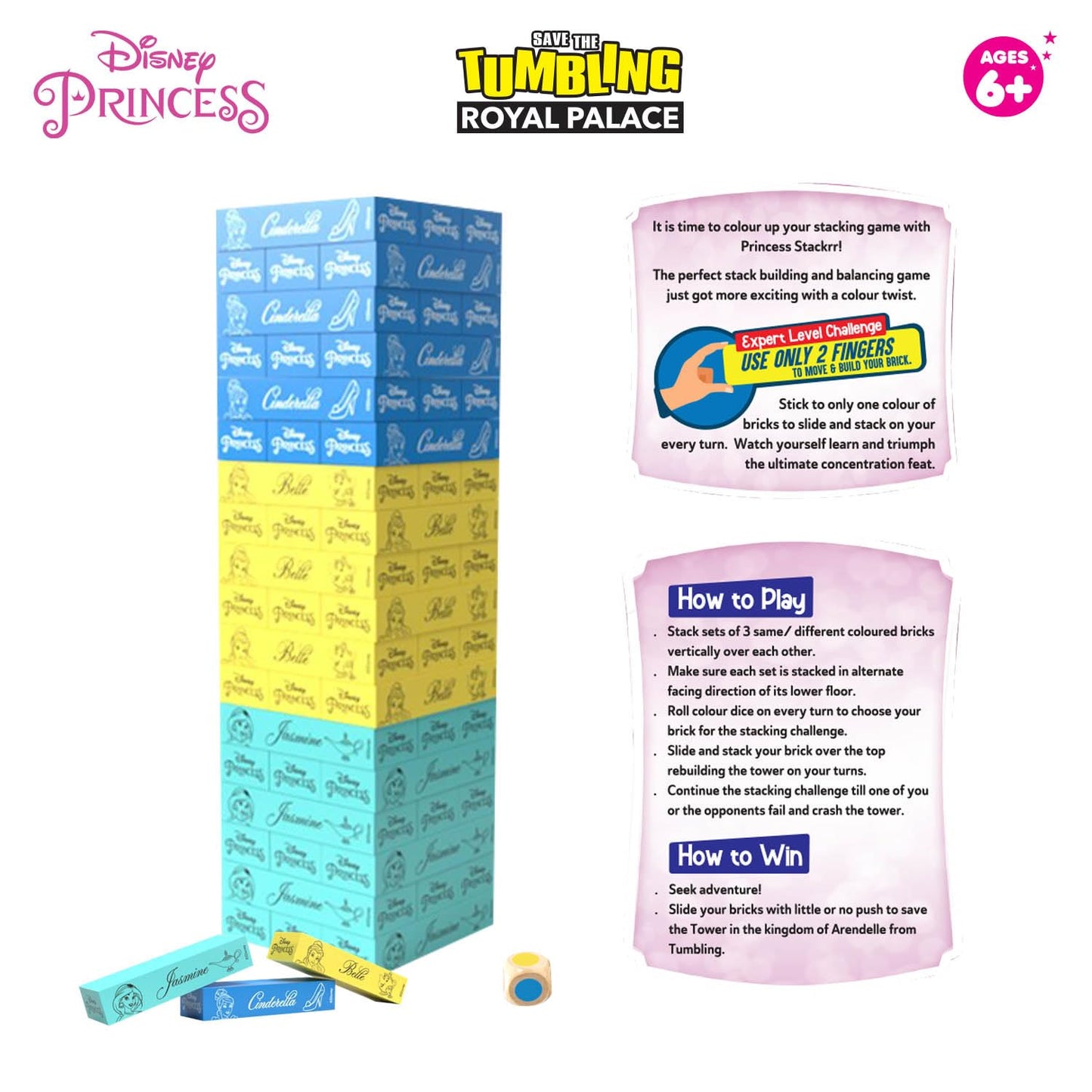 Disney Princess Stackrr Board Game - Save The Tumbling Royal Palace