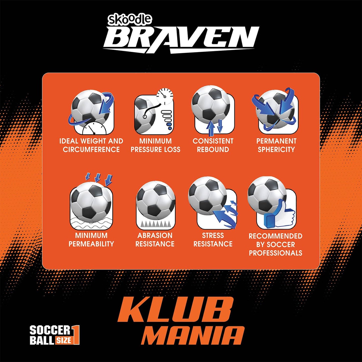 Braven Klub Mania Size 1 Football - Diamond Textured Grain (Manchester / Milan / Chelsea / Liverpool / Barcelona / Madrid)