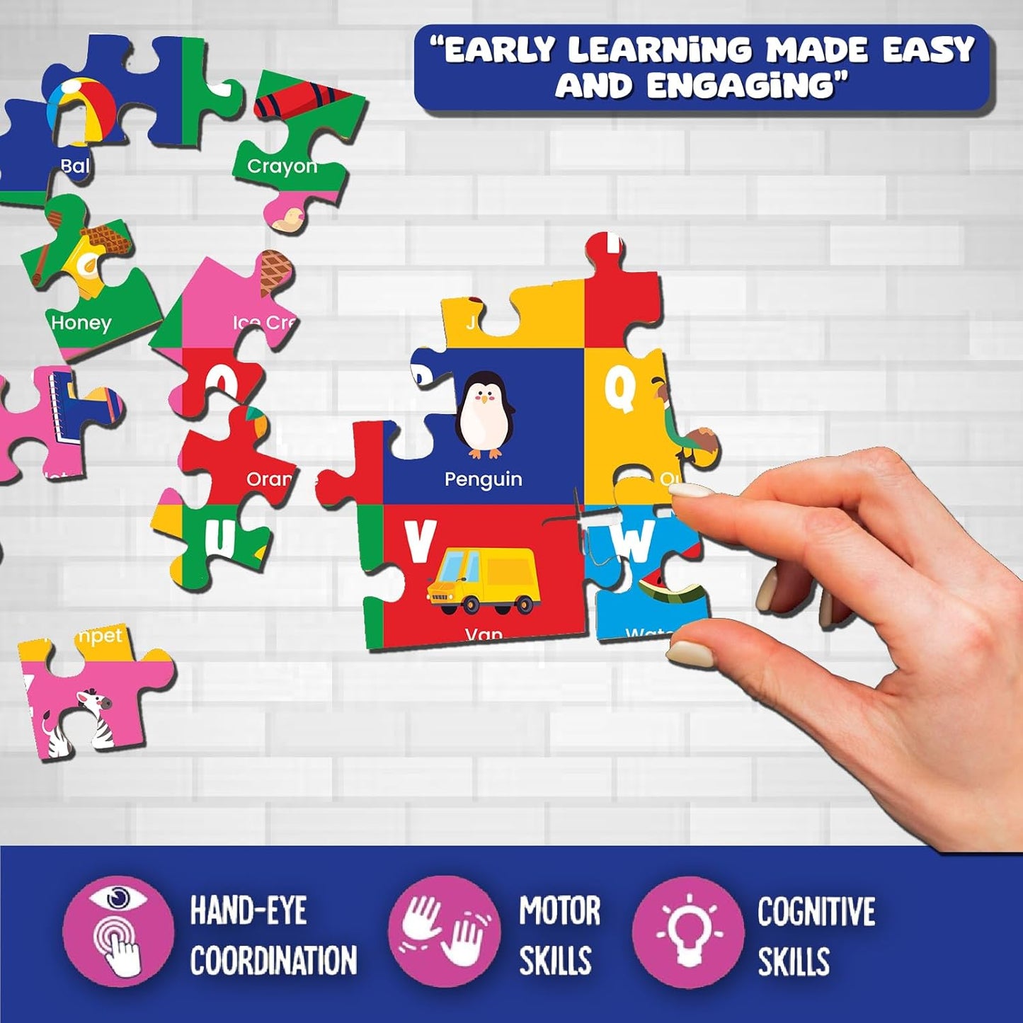 Funskool Play & Learn Alphabet Puzzle | 60-Piece Educational Learning Toy for Kids | Age 3+ Years