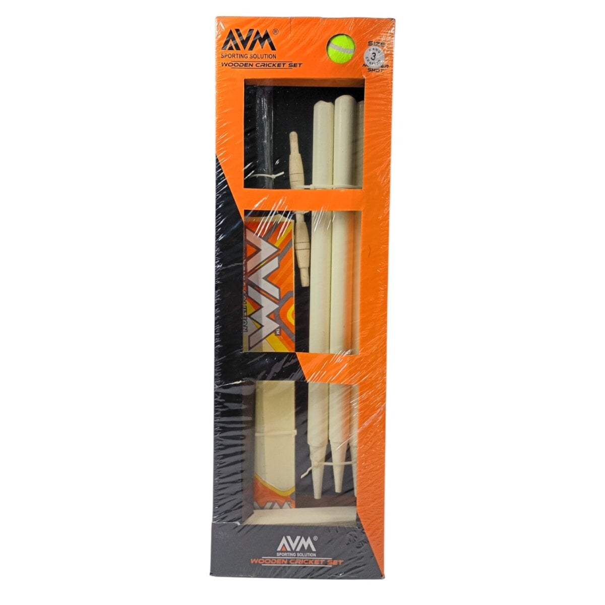 Wooden Cricket Set Size-3 Complete Training Kit with Durable Bat, Stumps, and Ball for Kids 8+ – Fun Skill-Building Outdoor Cricket Play