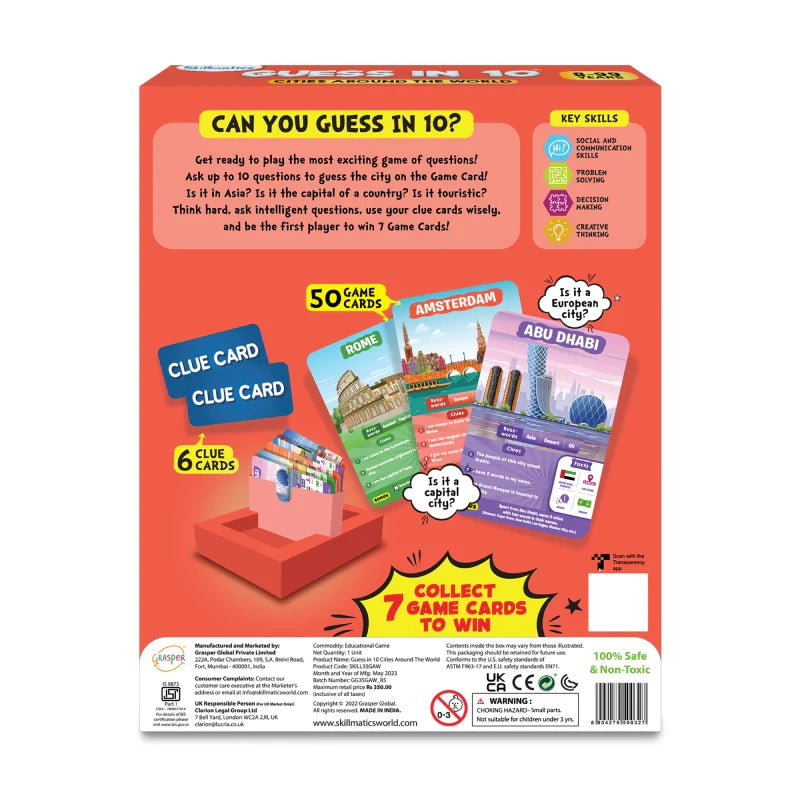 Guess in 10: Cities Around The World | Trivia Card Game (ages 8+)