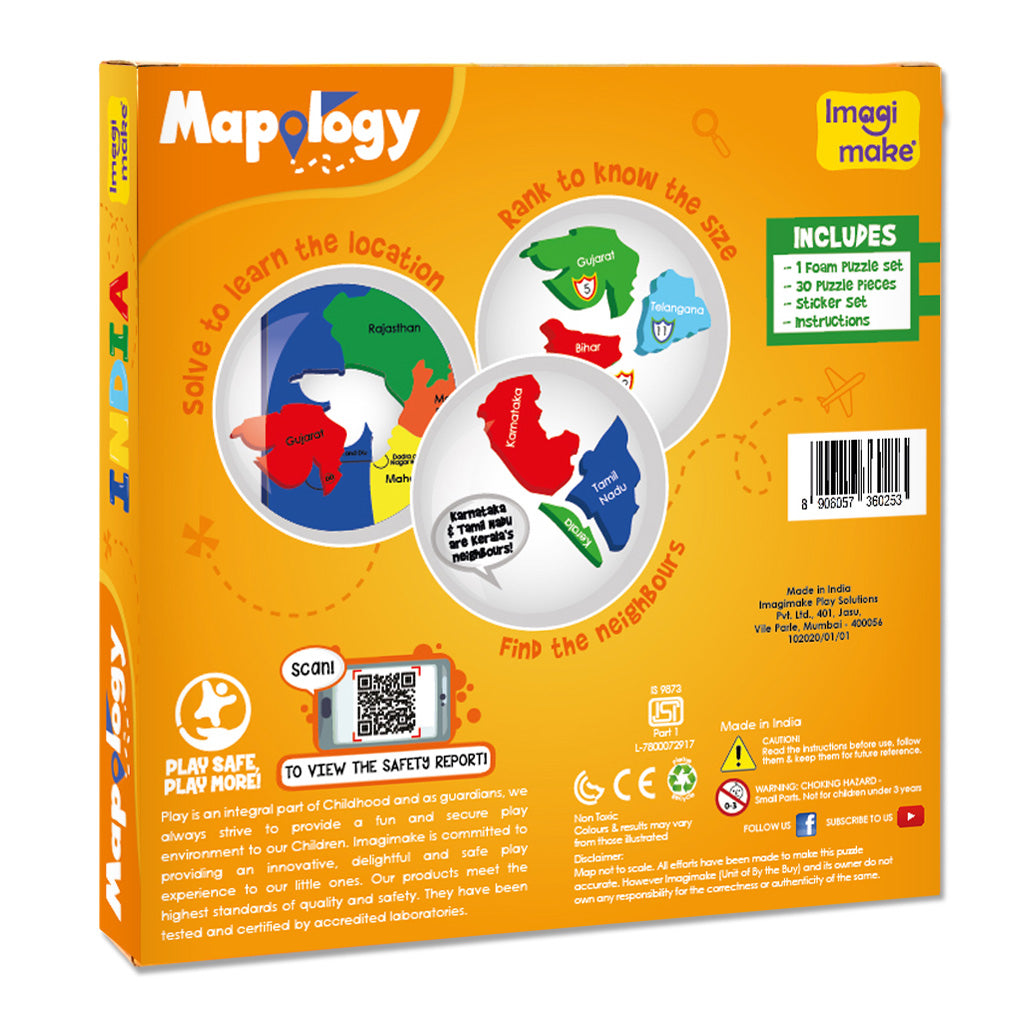 Mapology: Pack of 12 States of India Map Puzzle