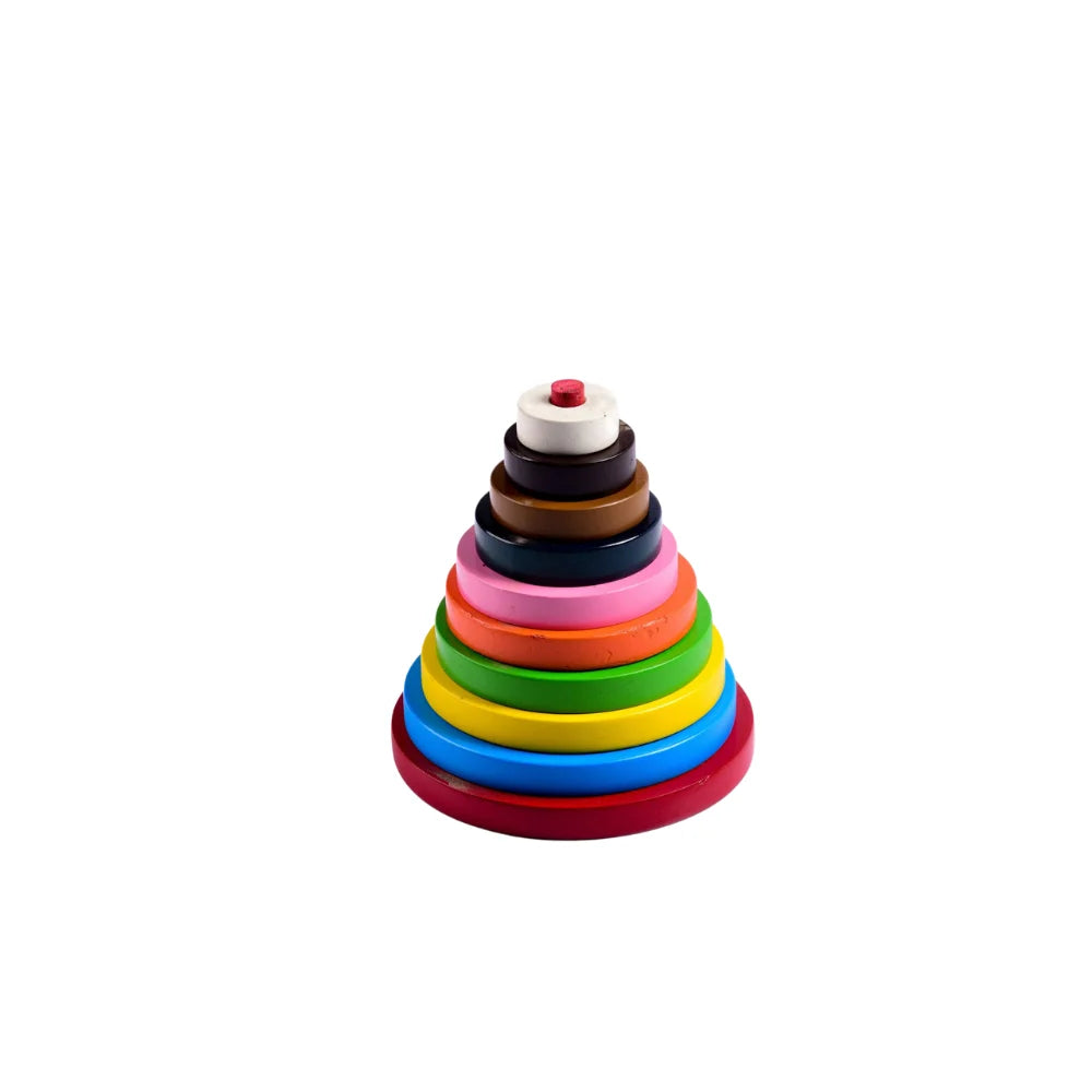Bluebells Toys Round Circular Tower Montessori Wooden Stacking Toy Educational & Fun Learning Toy for Kids