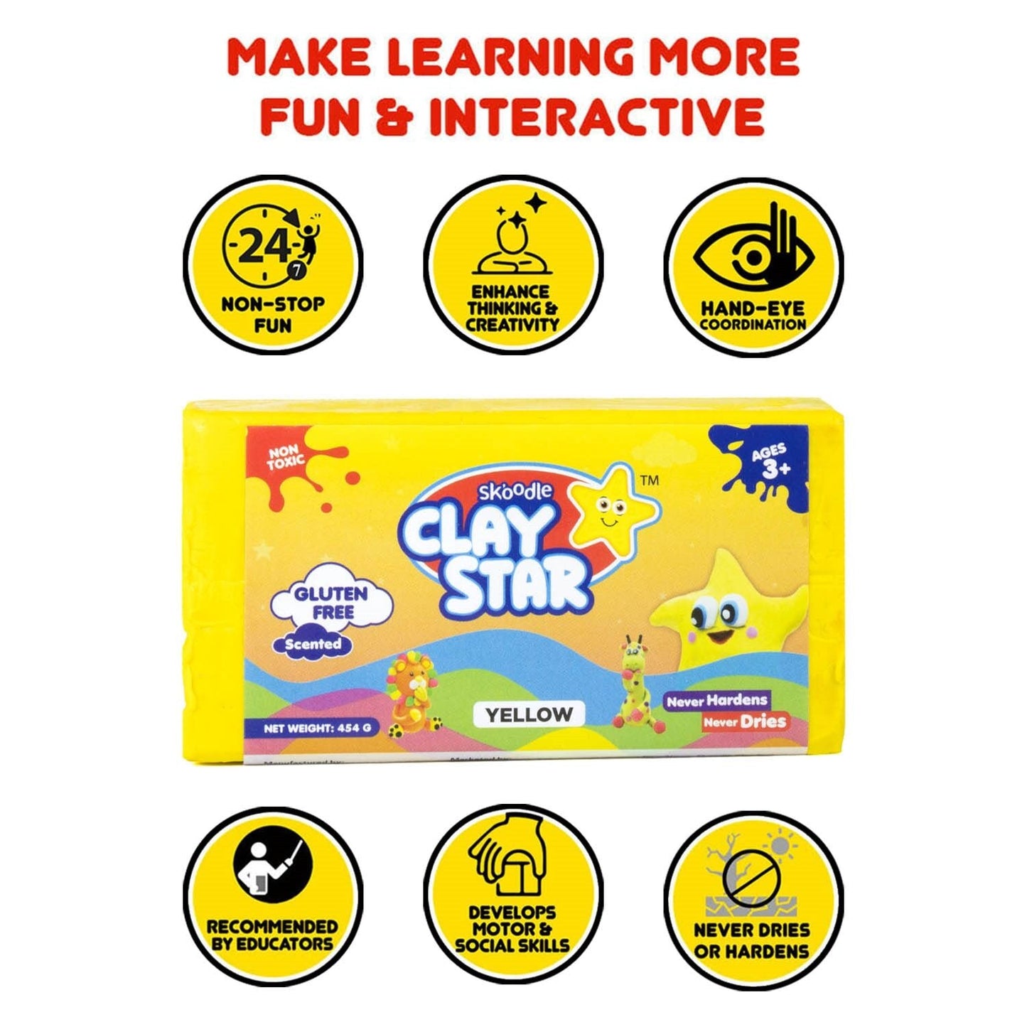 Skoodle Clay Star - 454 Gm (Yellow)