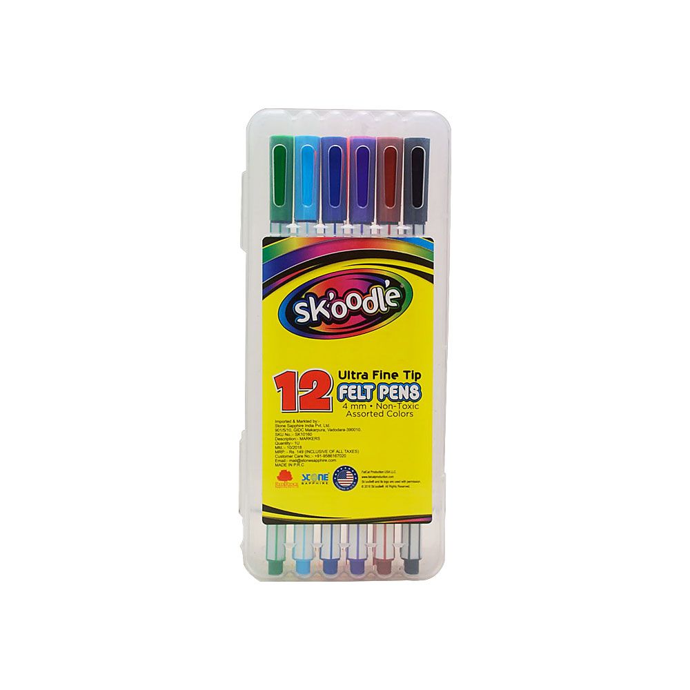 Skoodle Rainbow Colours Felt Pen - 12 Pens