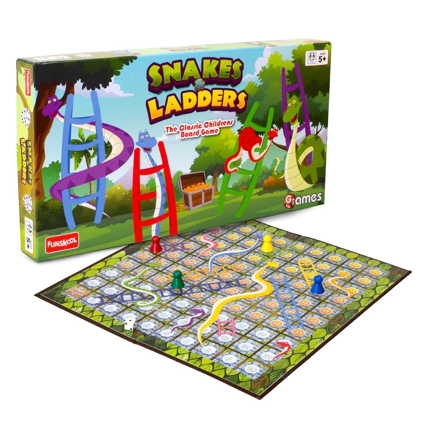 Funskool Snake & Ladders Board Game for Kids & Families | Educational Strategy Game | 2–4 Players | Age 5+ Years
