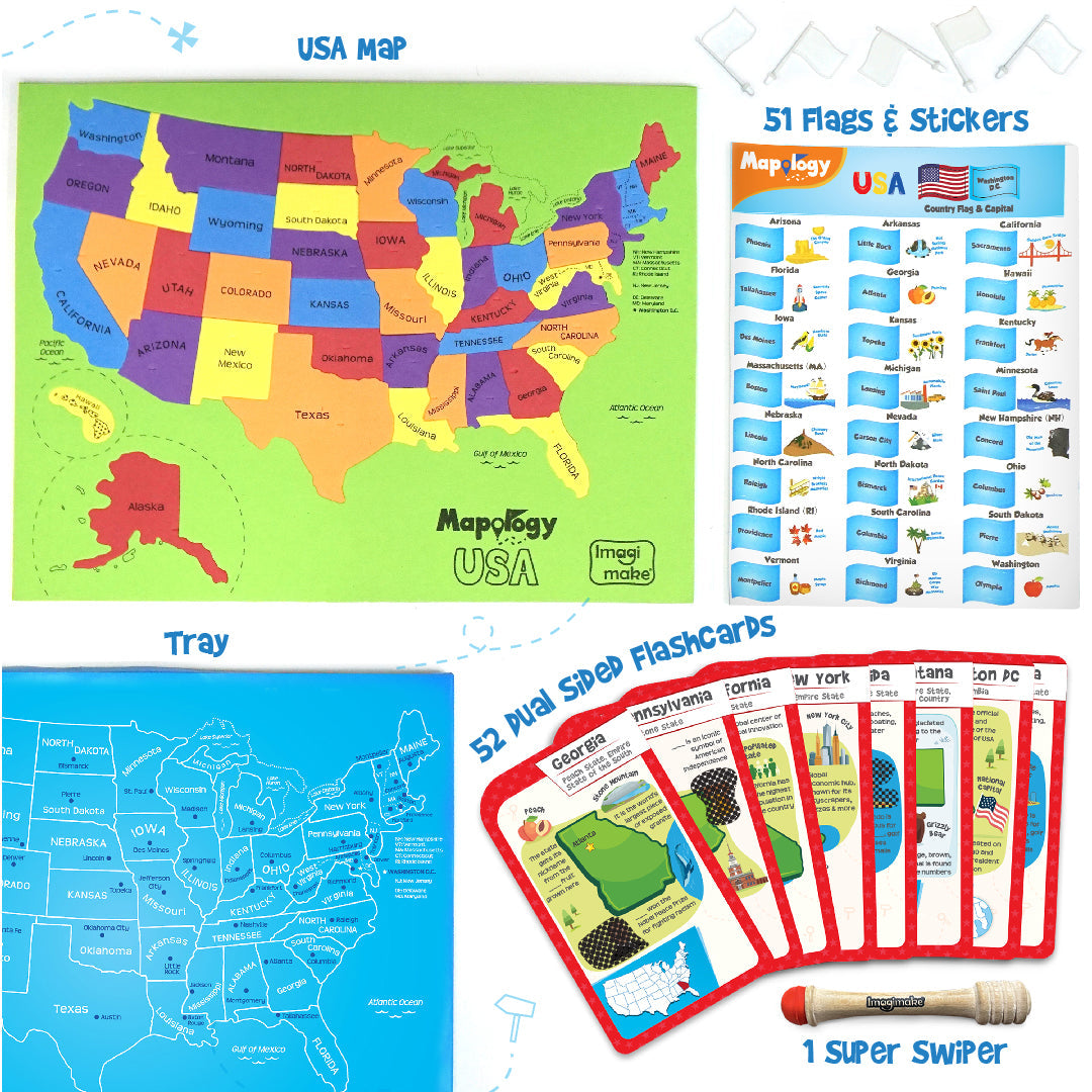 Mapology USA with Flags & Flashcards