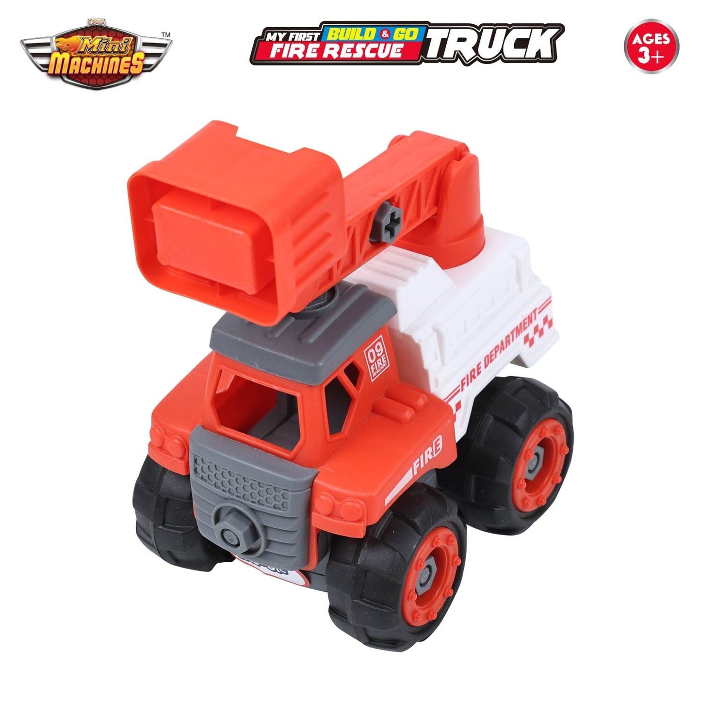 Skoodle Mini Machines Build & Go Fire Rescue Truck - White