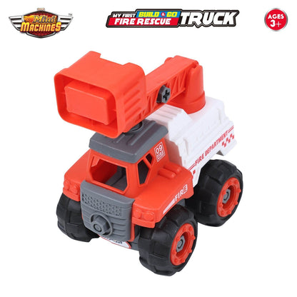 Skoodle Mini Machines Build & Go Fire Rescue Truck - White