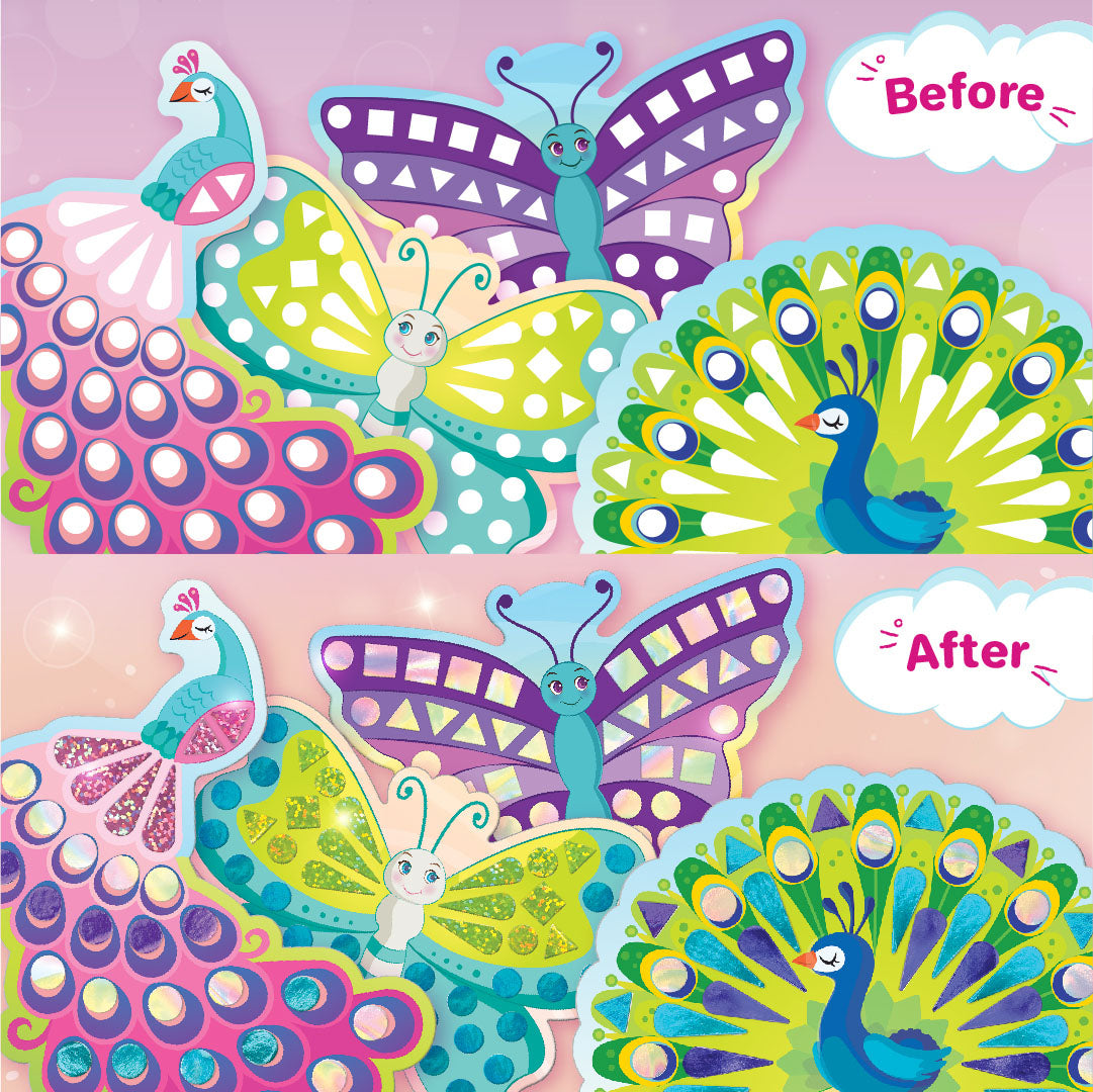 Pack of 6: Mirror Mosaic - Butterfly & Peacock