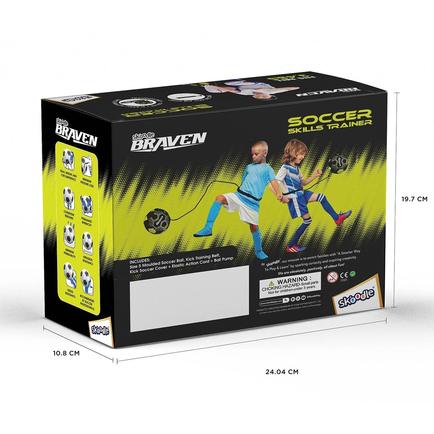 Skoodle Braven Football Trainer Set - Size 5 (Moulded Football + Training Belt + Ball Cover + Elastic Cord + Pump)
