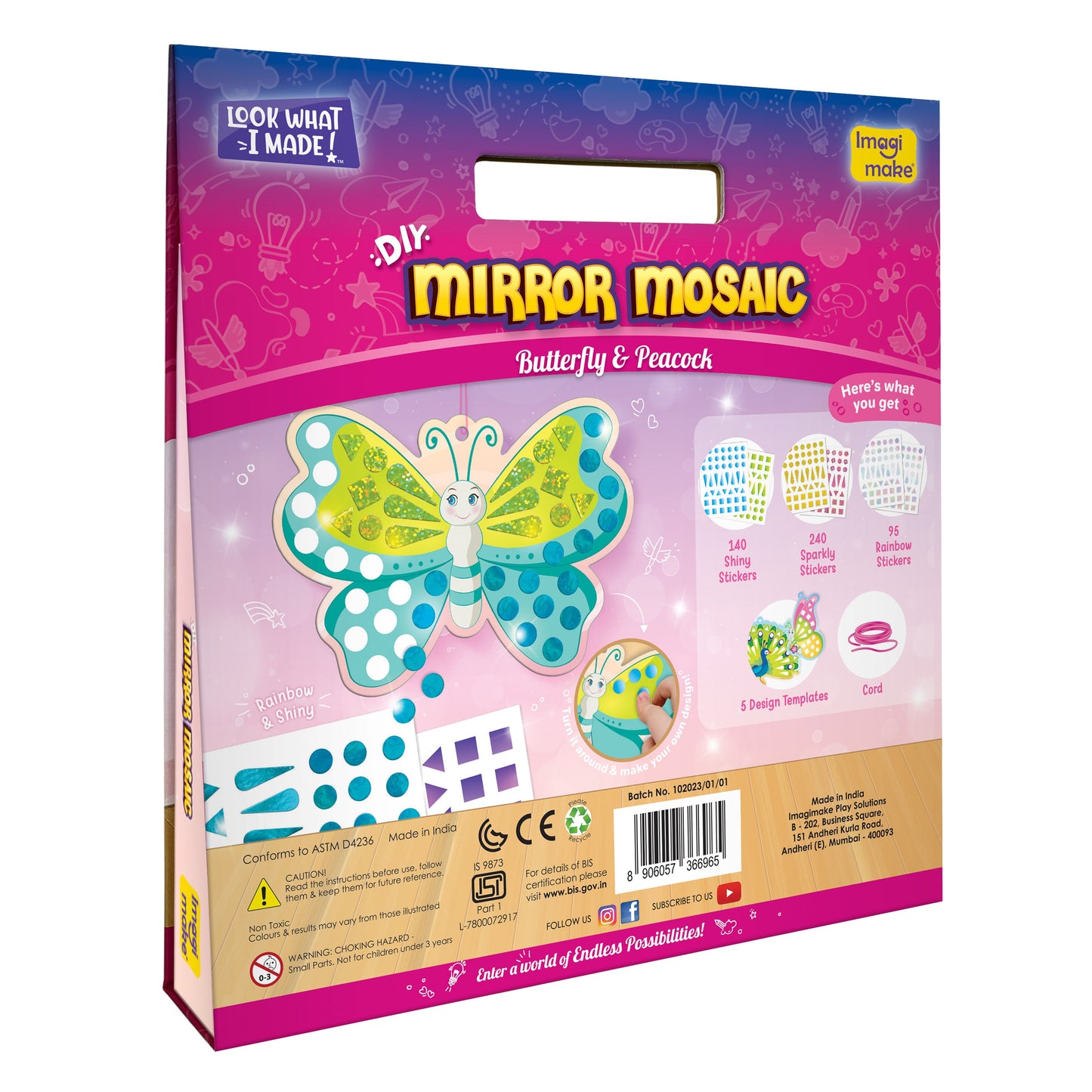 Pack of 6: Mirror Mosaic - Butterfly & Peacock