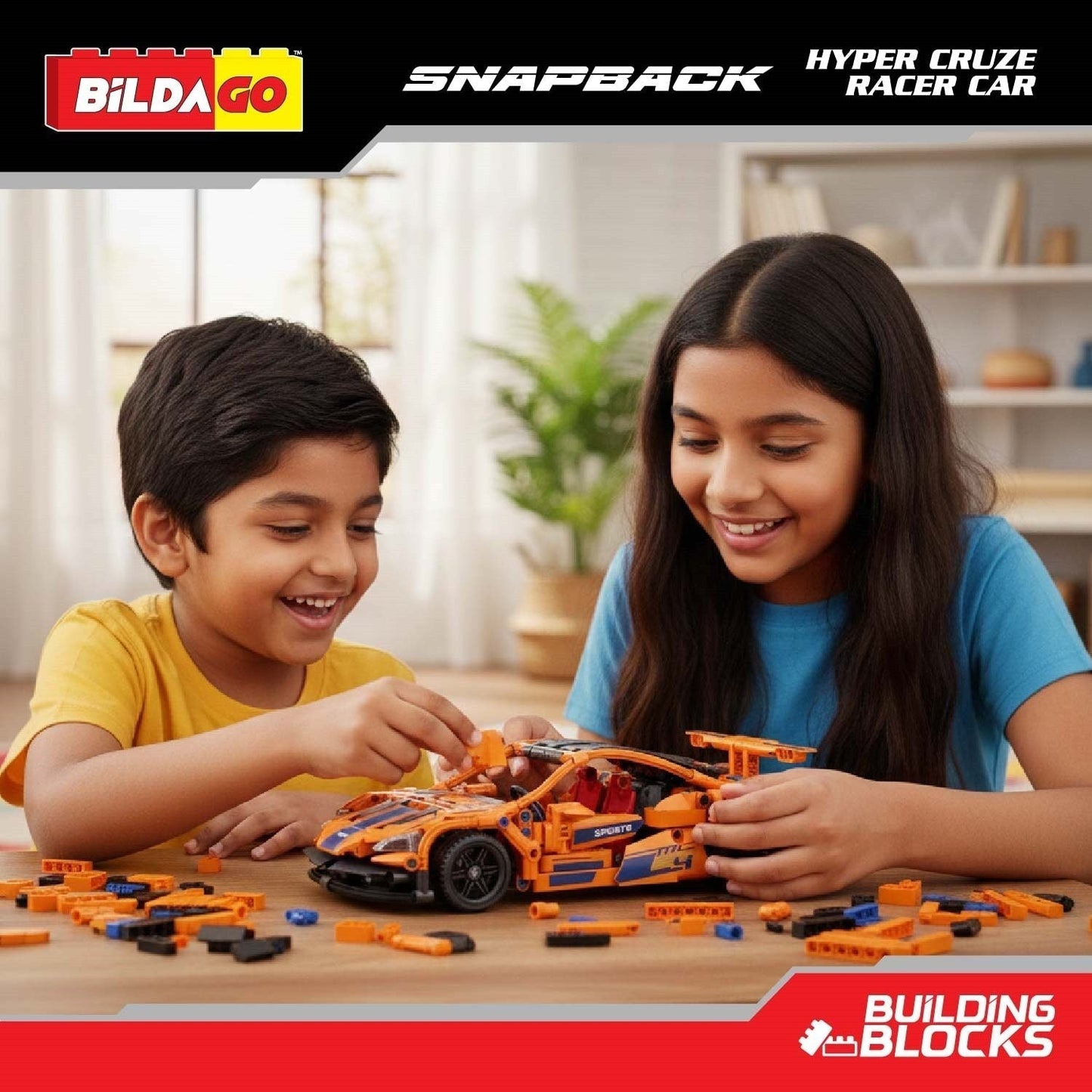 Bildago Snapback Racers - Hyper Cruze (SP13443) - Pull back Racer Car (420 PCS)