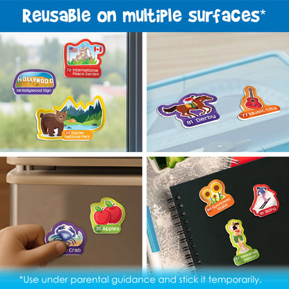 Mapology USA Map Wall Chart with Reusable Stickers