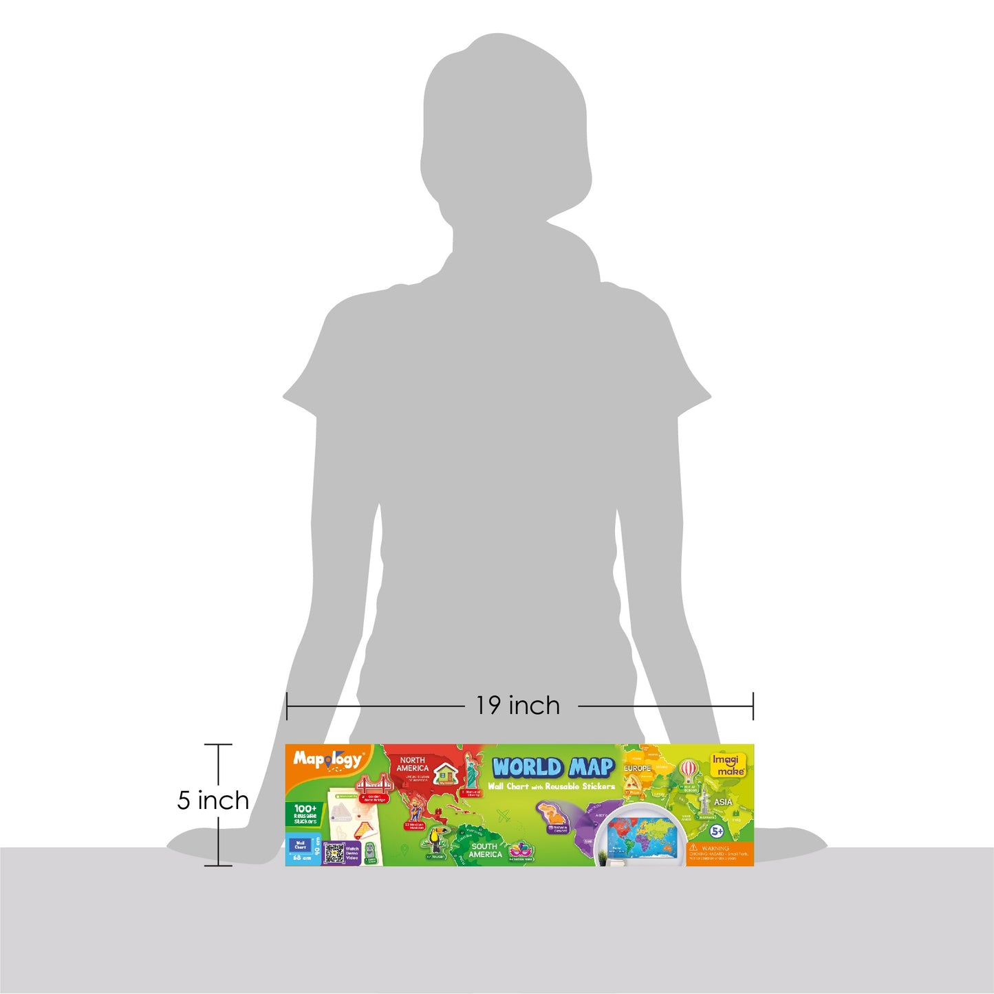 Mapology World Map Wall Chart with Reusable Stickers