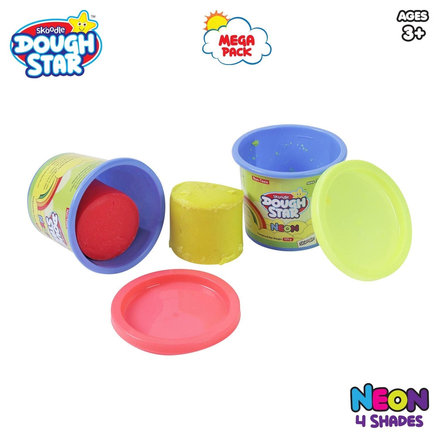 Skoodle Dough Star Mega 125 Gm - Pack Of Neon