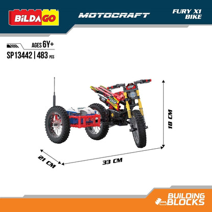 Bildago Motocraft - Fury X1 (SP13442) - Pull Back Bike (483 PCS)