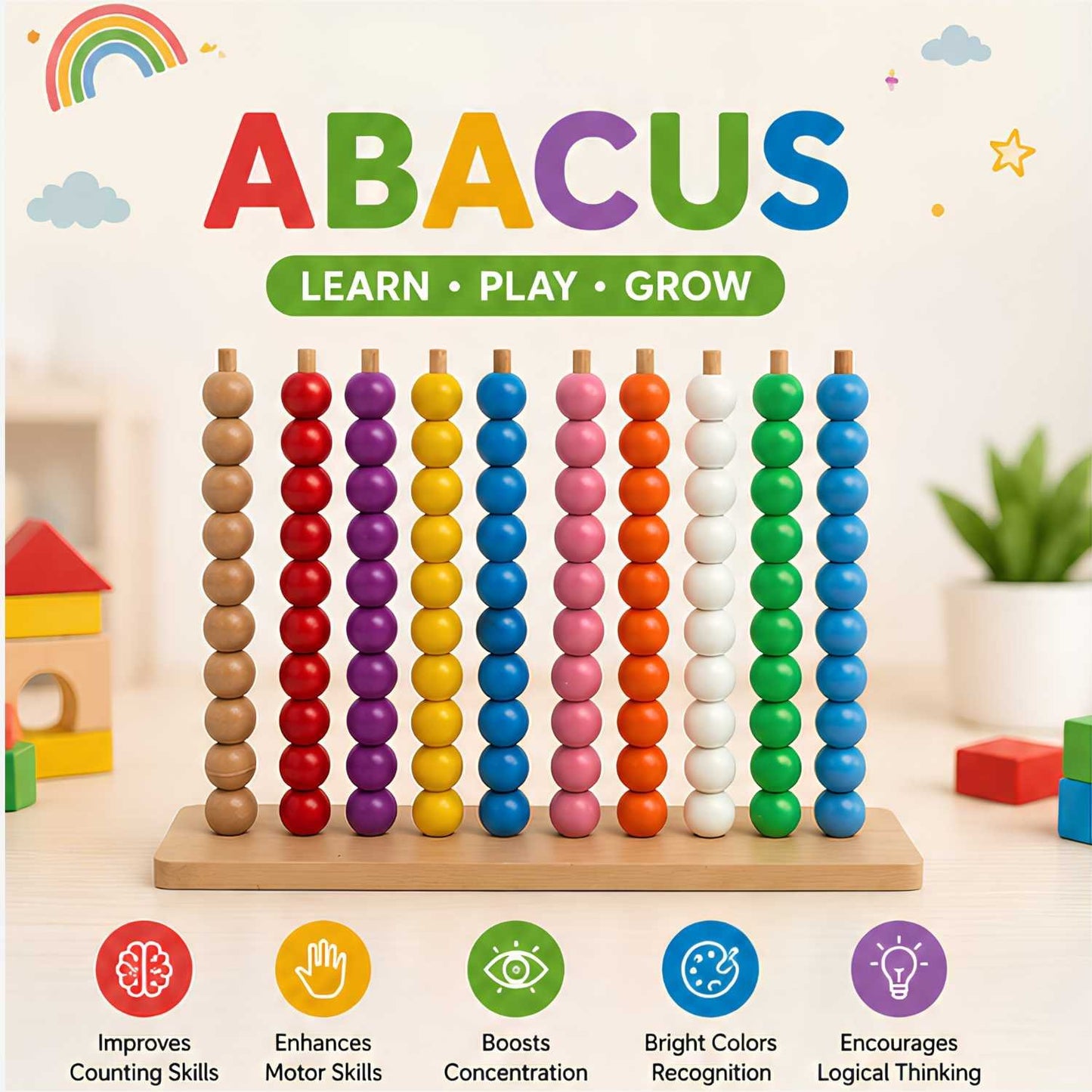 Abacus Wooden Educational Math Learning Toy for Kids