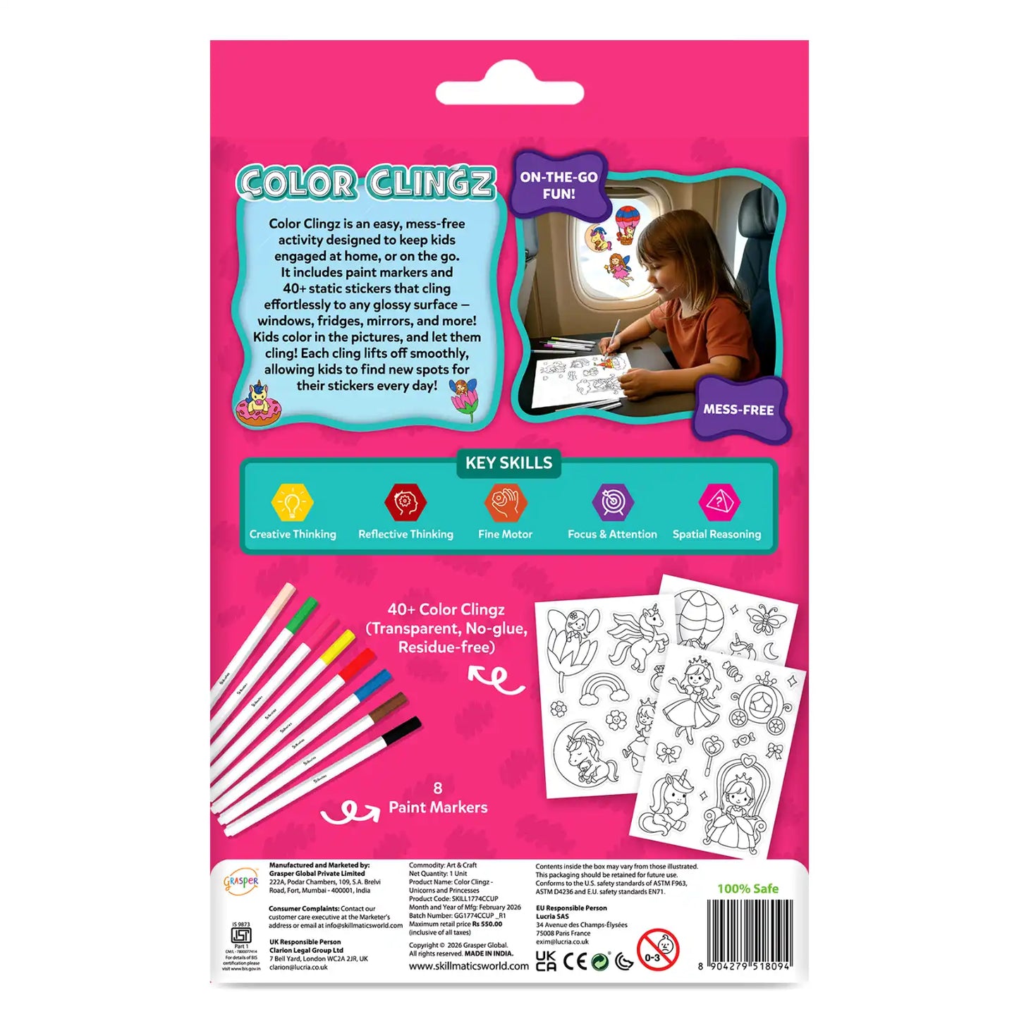 Color Clingz: Unicorns & Princesses | Mess-Free Reusable Static Stickers | Gifts for Girls Ages 3-7
