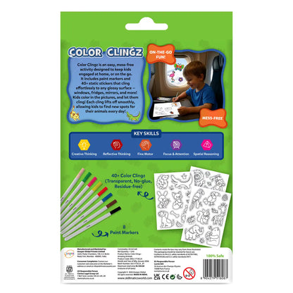 Color Clingz: Amazing Animals | Mess-Free Reusable Static Stickers | Gifts for Ages 3-7