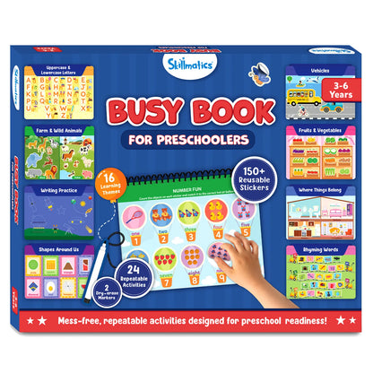Busy Book For Preschoolers | Reusable Sticker Activity Book (ages 3-6)