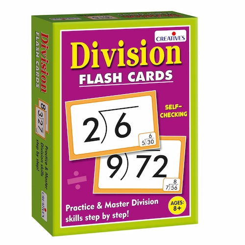 Division Flash Cards for Kids Math Practice Learning Set Age 8+