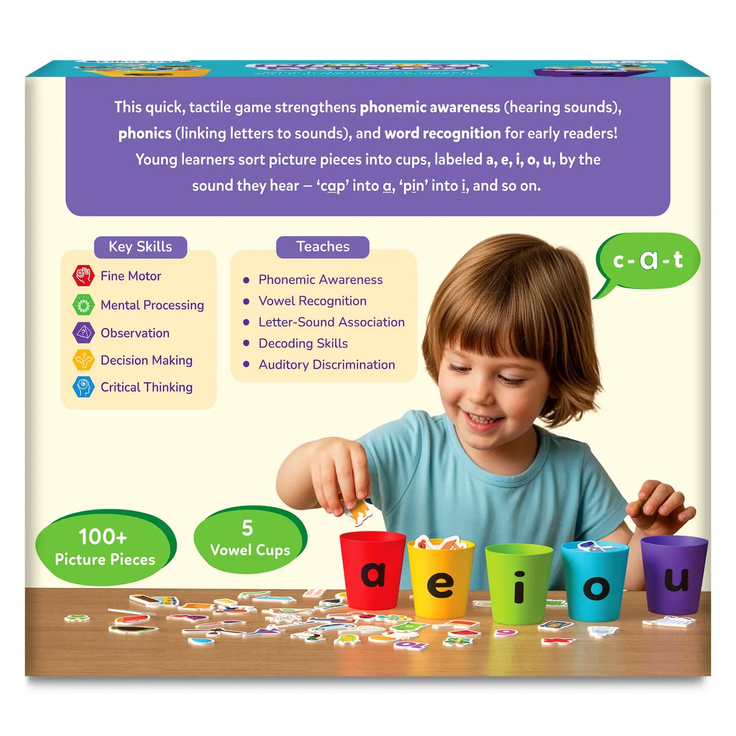 Phonics Sorter | Vowel Sorting & Early Reading Activity for Kids (ages 4-7)