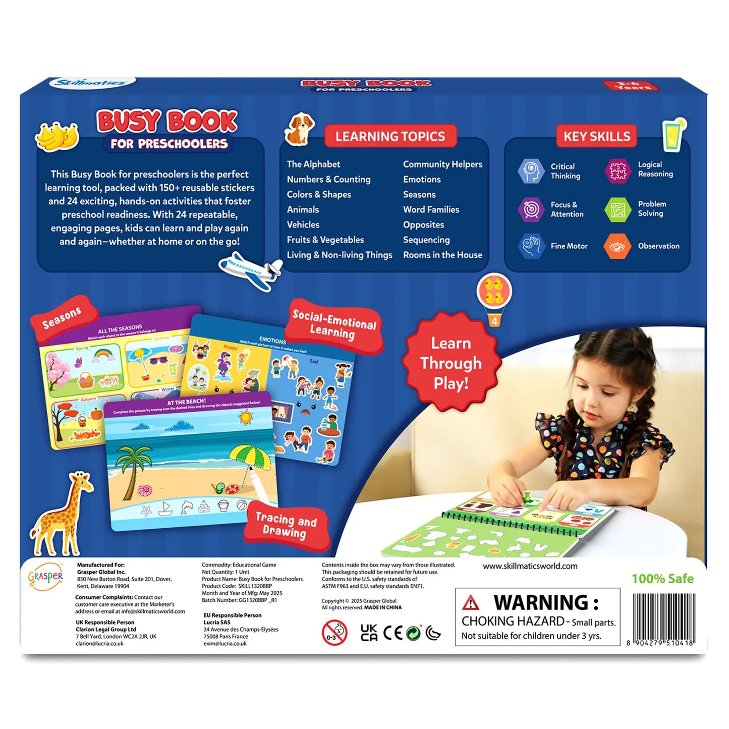Busy Book For Preschoolers | Reusable Sticker Activity Book (ages 3-6)