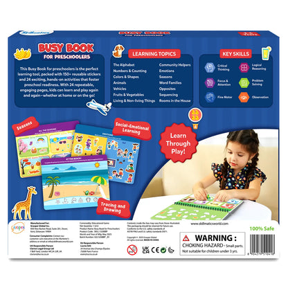 Busy Book For Preschoolers | Reusable Sticker Activity Book (ages 3-6)