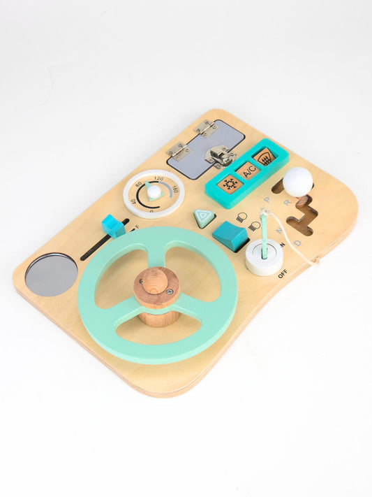 Wooden Steering Wheel Toy – Montessori Busy Board for Kids