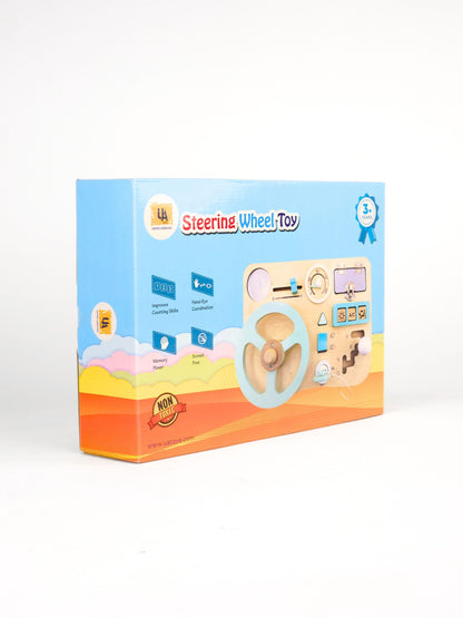 Wooden Steering Wheel Toy – Montessori Busy Board for Kids
