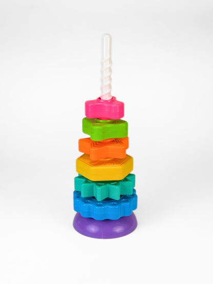 Girnar Spin N Stack Tower – Rainbow Stacking Rings Toy for Kids | Spinning Illusion | BIS Certified | Ages 3+