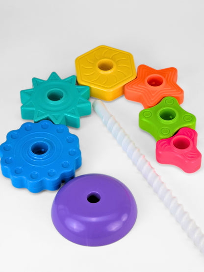 Girnar Spin N Stack Tower – Rainbow Stacking Rings Toy for Kids | Spinning Illusion | BIS Certified | Ages 3+