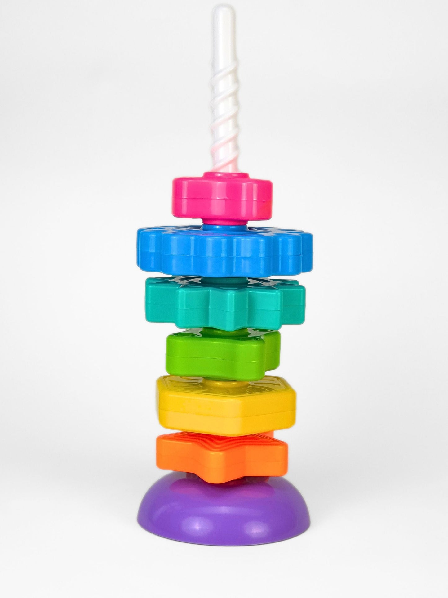 Girnar Spin N Stack Tower – Rainbow Stacking Rings Toy for Kids | Spinning Illusion | BIS Certified | Ages 3+