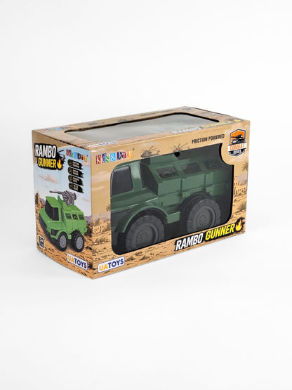 UATOYS Rambo Gunner Friction Powered Military Truck Toy | Rotating Gun Turret | Combat Series | Ages 3+