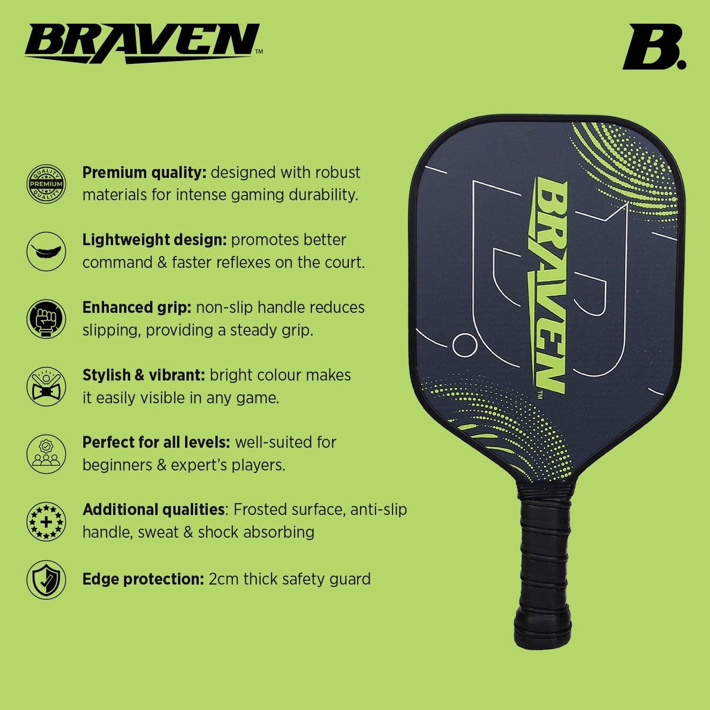 Skoodle Braven Pickel Bat Fibre Glass 16Mm - 2 Bats With 4 Balls