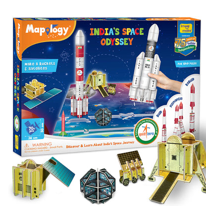Mapology - States with Capitals, National Symbols and Indian Rockets & Satellites