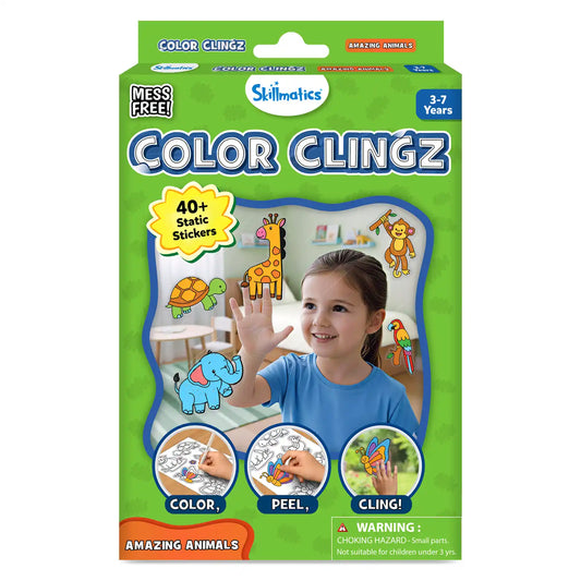 Color Clingz: Amazing Animals | Mess-Free Reusable Static Stickers | Gifts for Ages 3-7
