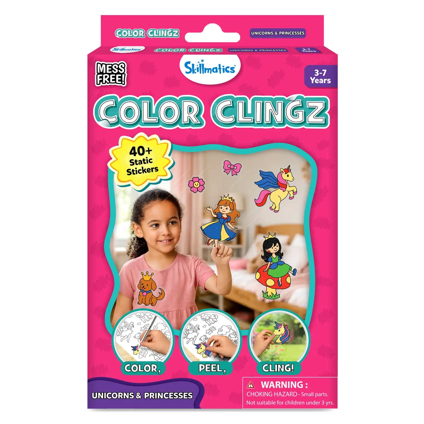 Color Clingz: Unicorns & Princesses | Mess-Free Reusable Static Stickers | Gifts for Girls Ages 3-7