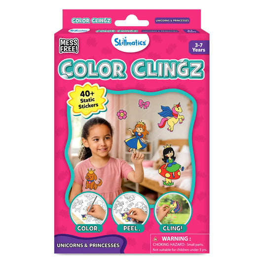 Color Clingz: Unicorns & Princesses | Mess-Free Reusable Static Stickers | Gifts for Girls Ages 3-7
