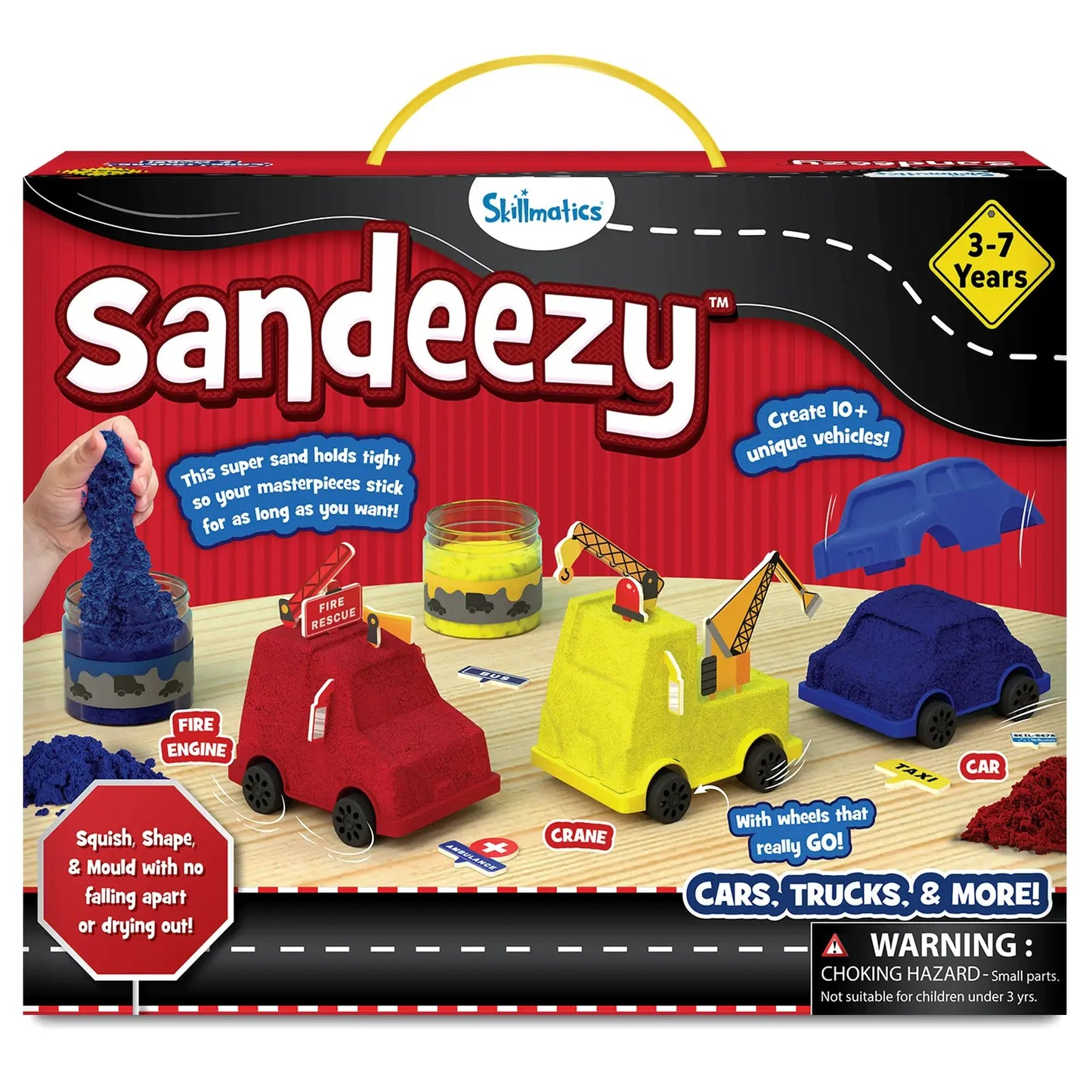 Sandeezy: Cars, Trucks, & More! | Sensory Toy & Pretend Play Set | Gifts for Ages 3-7